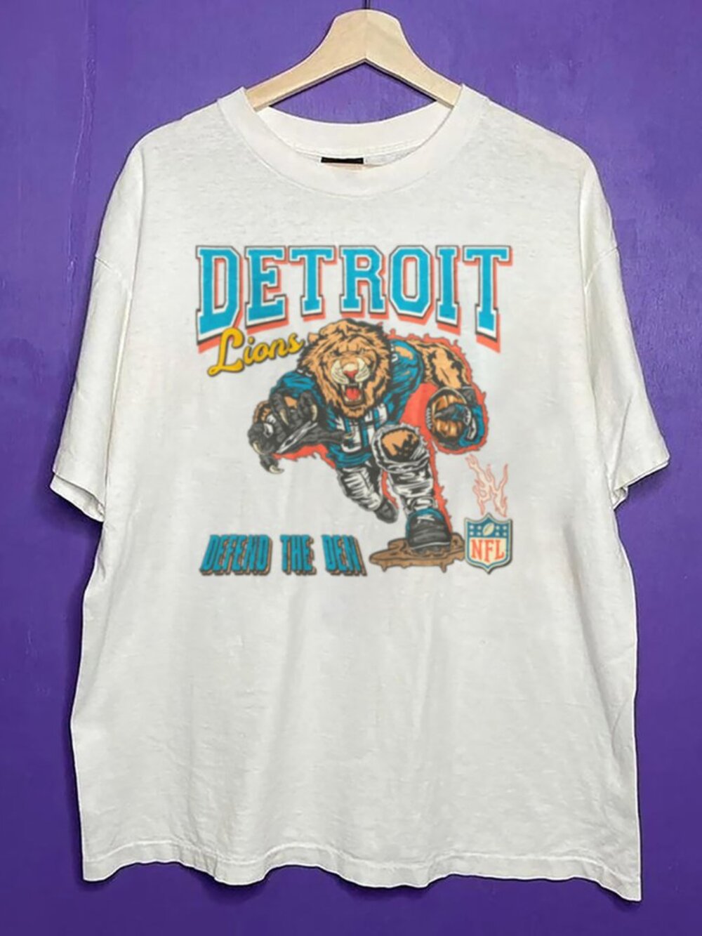 90s Detroit Lions “Defend The Den” Shirt, NFL Detroit Lions Football Shirt Tee
